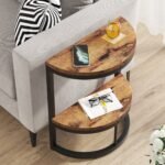 End Table, Half Round Narrow Side Table with Metal Frame - Image 8