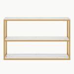 Console Table, Faux Marble Top 3-Tier Sofa Entryway Table - Image 2