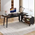 70.9? L-Shaped Executive Desk, Large Computer Desk with 47? File Cabinet - Image 4