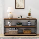 Console Sofa Table with Open Shelf, Industrial TV Stand - Image 8