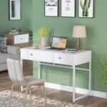 Computer Desk with 2 Drawers, Multifunctional Study Writing Desk - Image 9