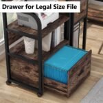 File Cabinet, 3 Tier Mobile Printer Stand with Legal Size Drawer - Image 5