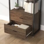Bookshelf, Rustic Etagere Bookcase with Drawers & Shelves - Image 7