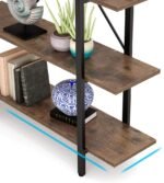 Bookshelf, 5-Tier Industrial Bookcase Display Storage Shelf - Image 7