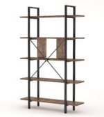 Bookshelf, 5-Tier Industrial Bookcase Display Storage Shelf