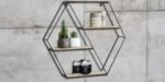wall shelf, made of metal + wood with 4 shelves, black - Image 7