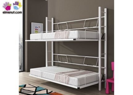 Horizontal folding bunk bed, for 90 x 190 mattress