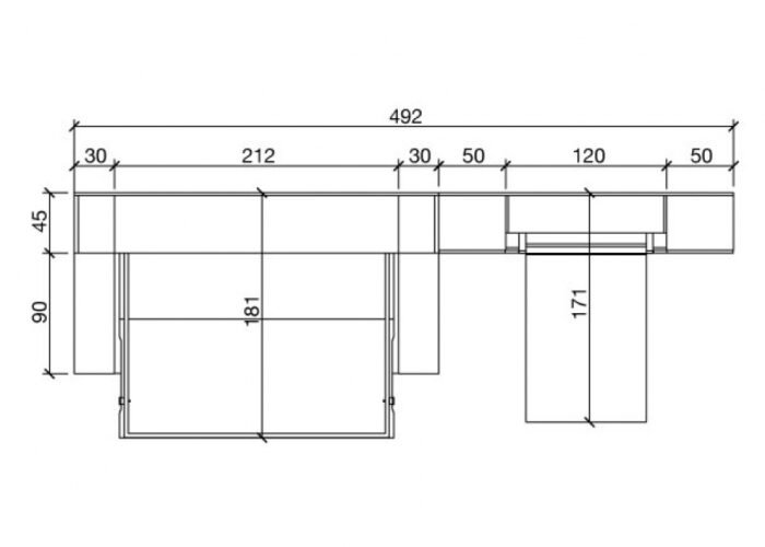 Horizontal folding double bed with sofa and trundle bed - Image 3