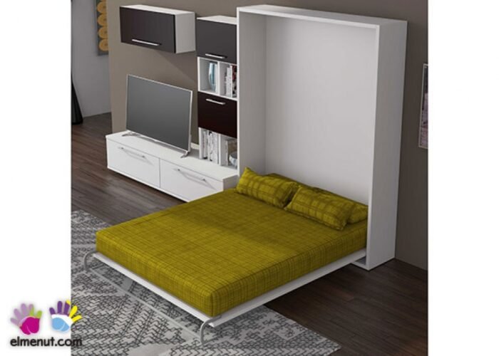 Vertical folding bed measuring 150x190 with slatted base. - Image 1