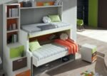 Children's bedroom with fold-down bunk bed. The front of the lower bed includes a folding desk. - Image 3