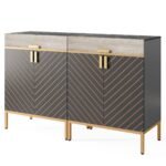 Sideboard Buffet, Modern Kitchen Cabinet with Drawer & Removable Shelves - Image 10