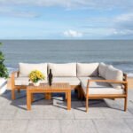 A wooden corner sofa that accommodates 6 people. - Image 4