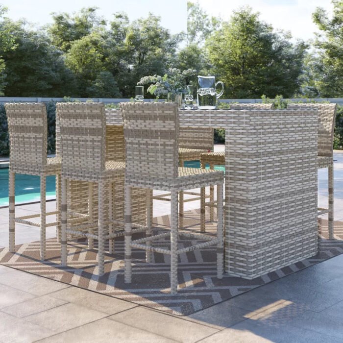 Fernando rattan bar set accommodates 6 people. - Image 1