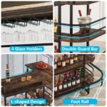 Bar Unit, L-Shaped Liquor Bar Table with 4 Tier Shelves & 4 Glass Holders - Image 6