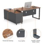 55 Inch L-Shaped Computer Executive Desk with 47 inch File Cabinet - Image 7