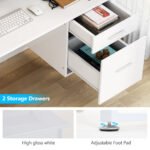 Computer Desk, 47 Inches Modern Writing Desk with 2 Drawers - Image 7
