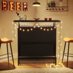 Bar Unit, 3-Tier Bar Table Liquor Cabinet with Stemware Rack - Image 4