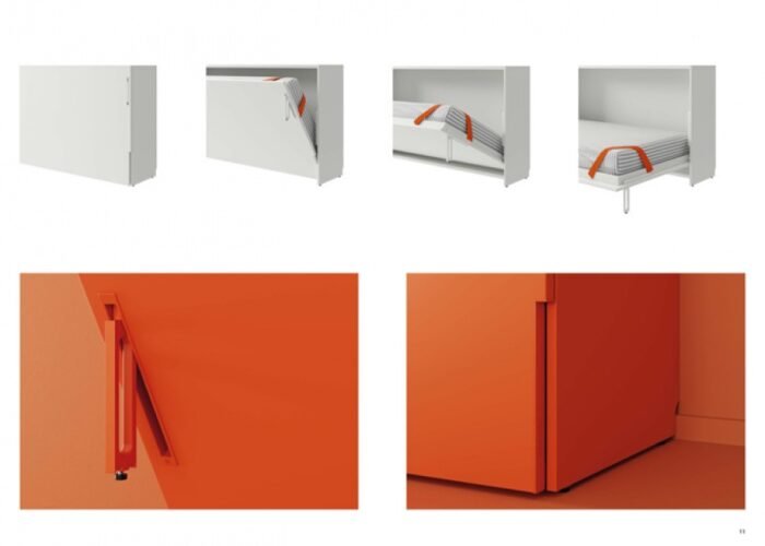Horizontal folding bed without frame integrated between wardrobes - Image 5