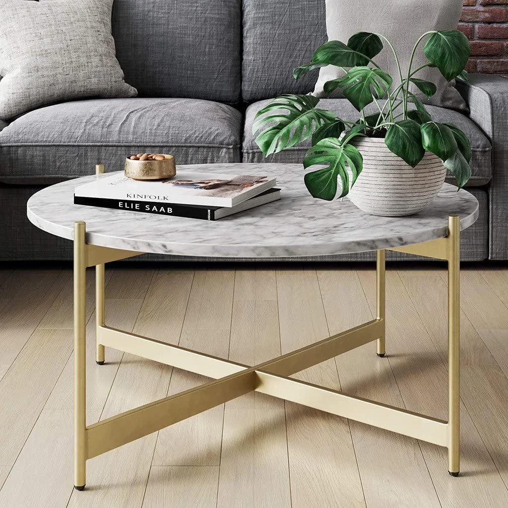 71L6JyMpxsL._SL1024.jpg illy coffee table, 80 * 45, golden marble - Image 1