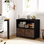 File Cabinet, 3 Drawer Lateral Filing Cabinet with Lock & Wheels - Image 11