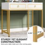 Vanity, Modern Makeup Vanity Table with LED Lights and 2 Drawers - Image 7