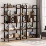 Bookshelf, 5-Tier Industrial Bookcase Display Storage Shelf - Image 4