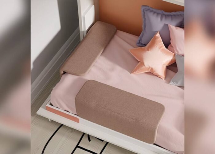 U+D series horizontal folding bed with bookcase and games table - Image 4