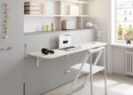 Horizontal folding bed with desk from the UD series, with corner wardrobe and stacked bookcase - Image 4