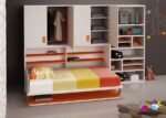 Horizontal folding bed with desk, upper wardrobe and bookcase. - Image 2