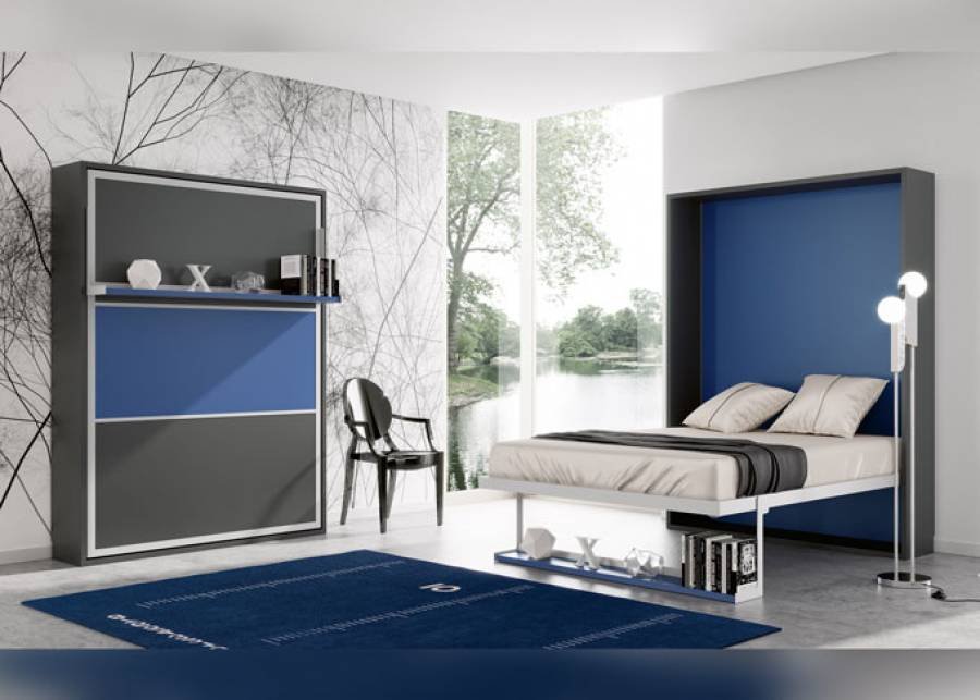 7820-cama-abatible-vertical-de-150x190-con-estante-sincro.jpg Vertical folding bed 150x190 with synchro shelf - Image 1