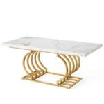 Executive Desk, 63? Modern Computer Office Desk with Faux Marble Top - Image 2