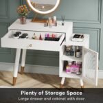 Vanity, Makeup Dressing Table with Drawer and Storage Cabinet - Image 6