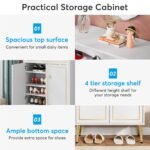 Shoe Cabinet, 4 Tier Shoe Storage Organizer with Drawer & Doors - Image 6