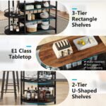 43? Kitchen Island Table with 2 Side Spice Rack & 3 Open Storage Shelves - Image 8