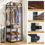 Coat Rack, Freestanding Hall Tree with 4 Storage Shelves - Image 7