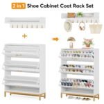 Shoe Cabinet, Flip Drawer Shoe Organizer and Coat Rack Set - Image 6