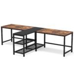 Two Person Desk, 94.5? Double Computer Desk with Shelves - Image 2