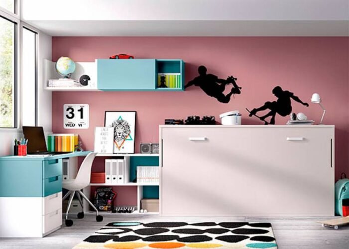 Study with corner desk and horizontal folding bed - Image 1