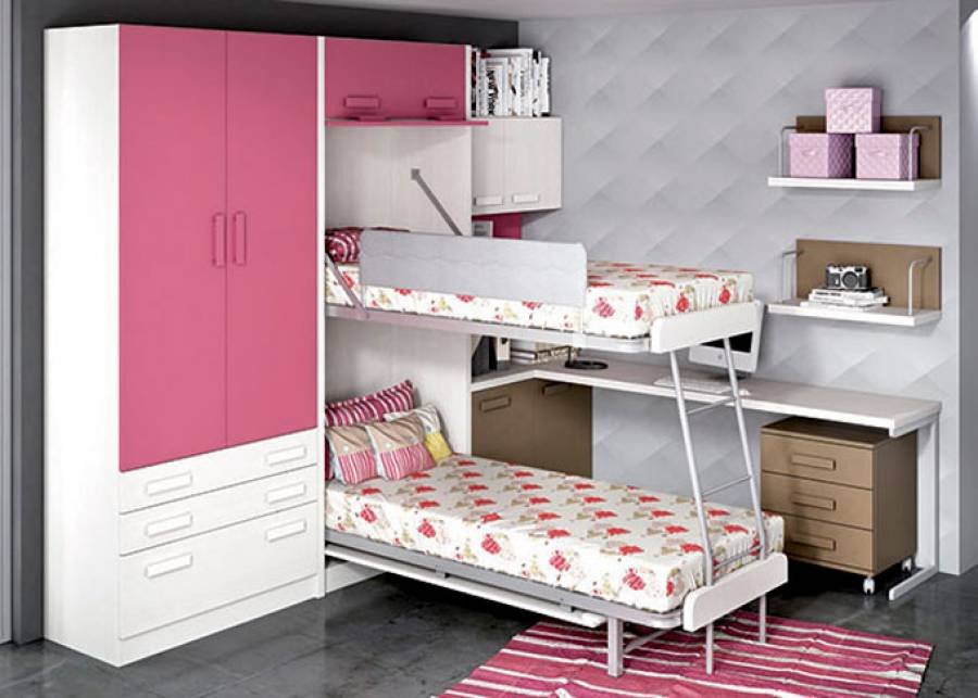 8123-habitacion-infantil-con-literas-vertical-abatibles-de-90-x-190.jpg Children's room with 90 x 190 vertical folding bunk beds - Image 1