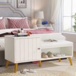 Shoe Bench, Entryway Storage Bench with Cabinet and Shelf - Image 4