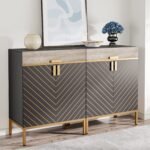 Sideboard Buffet, Modern Kitchen Cabinet with Drawer & Removable Shelves - Image 9