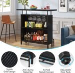 Bar Unit, 3-Tier Bar Table Liquor Cabinet with Stemware Rack - Image 6