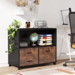 File Cabinet, 3 Drawer Lateral Filing Cabinet with Lock & Wheels - Image 10