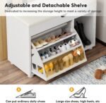 Coat Rack Shoe Bench Set, 6-in-1 Hall Tree with Wall Mounted Shelf - Image 6