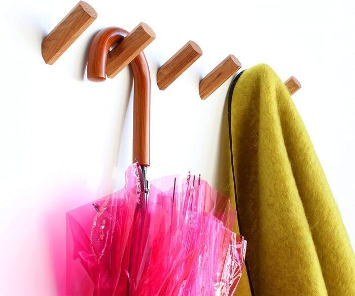 Set of 4 hooks natural wood wall hooks, modern decorative - Image 5