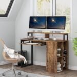 Computer Desk, Writing Desk with Push-Pull Keyboard Tray - Image 4