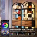 Bookshelf, 4-Tier Industrial Bookcase with 2 Drawers & LED Light - Image 8