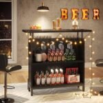 Bar Unit, 3-Tier Bar Table Liquor Cabinet with Stemware Rack - Image 5