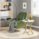 End Table, Round Sofa Side Table Coffee Table with Gold Metal Frame - Image 4