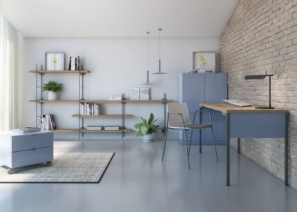 Multipurpose loft with horizontal folding bed and study area